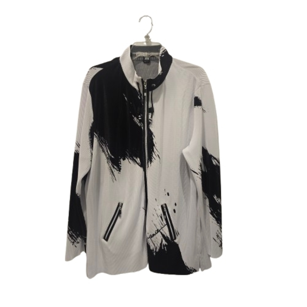 Jamie Sadock XXL Crunchy Canvas Jacket Black White Brushstroke NWOT